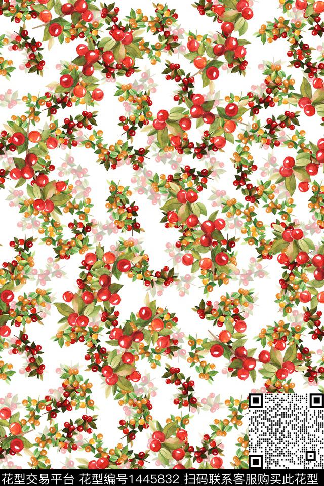 水果绿植树叶大牌风数码印花华亿平台下载（图片编号: 1445832） - 瓦栏（Walan）