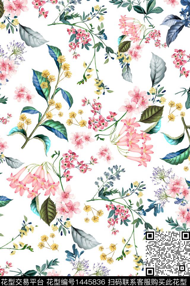 绿植树叶雪纺大牌风数码印花华亿平台下载（图片编号: 1445836） - 瓦栏（Walan）