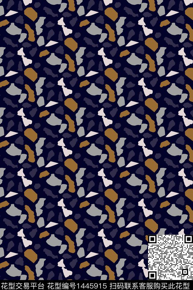 几何蓝色条纹数码印花华亿平台下载（图片编号: 1445915） - 瓦栏（Walan）