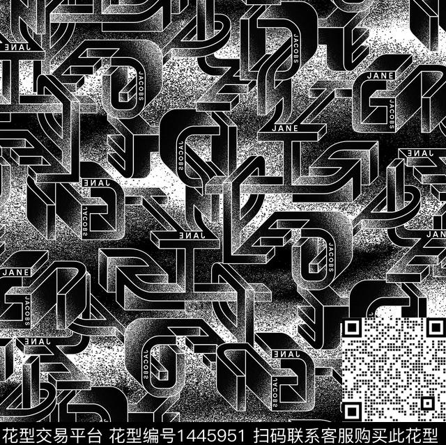 字母3D立体数码印花华亿平台下载（图片编号: 1445951） - 瓦栏（Walan）