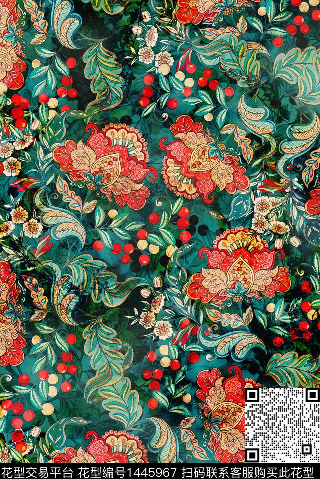 民族风香云纱抽象数码印花华亿平台下载（图片编号: 1445967） - 瓦栏（Walan）