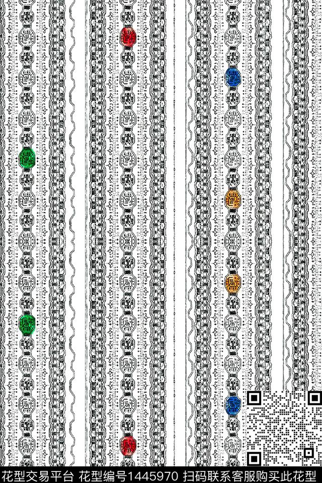 几何抽象条纹数码印花华亿平台下载（图片编号: 1445970） - 瓦栏（Walan）