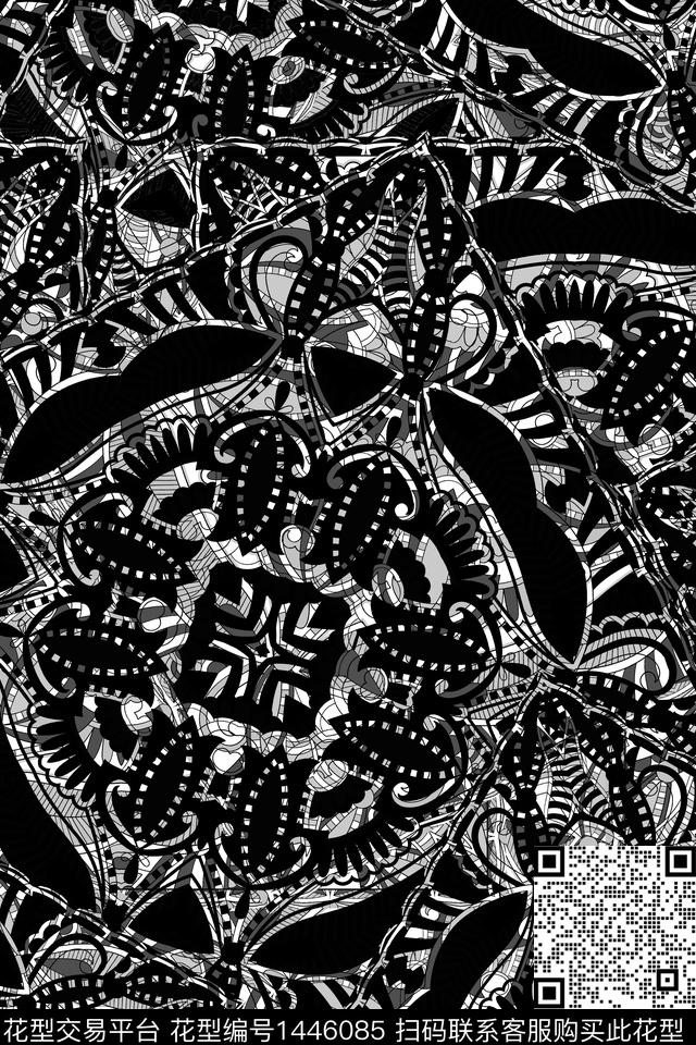 几何佩斯利民族风数码印花华亿平台下载（图片编号: 1446085） - 瓦栏（Walan）