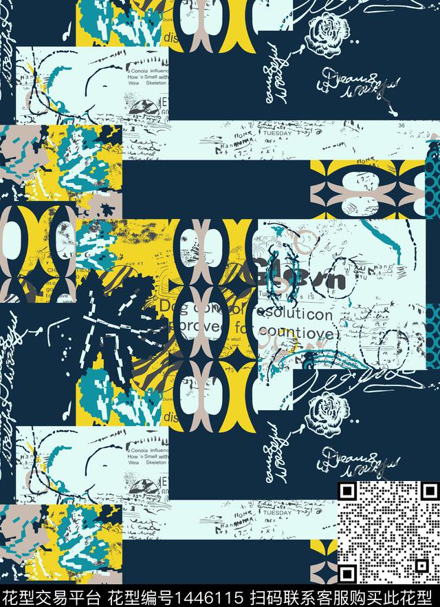 字母几何女装传统印花华亿平台下载（图片编号: 1446115） - 瓦栏（Walan）