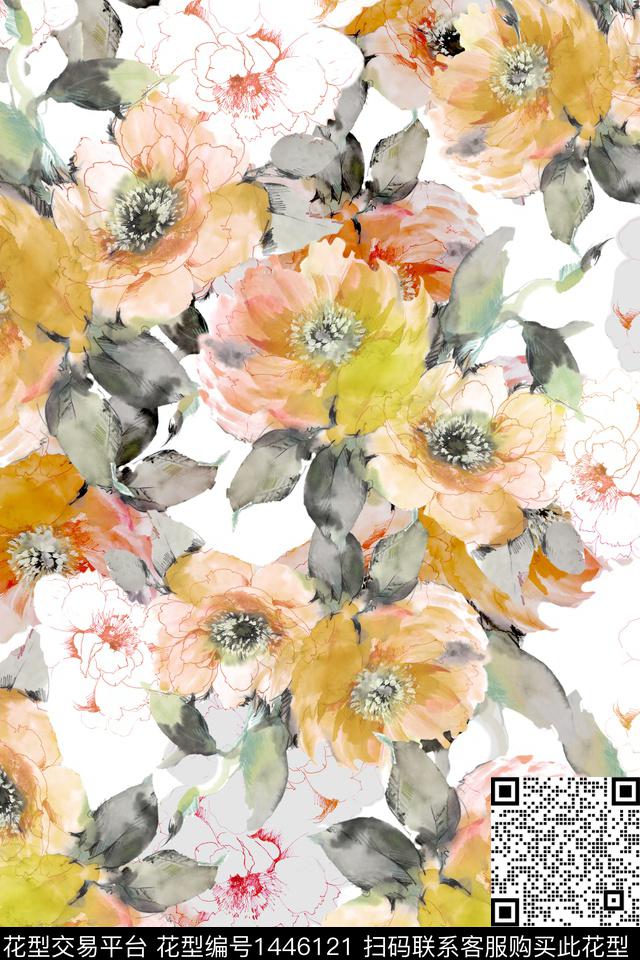 花卉大牌风热带华亿平台数码印花华亿平台下载（图片编号: 1446121） - 瓦栏（Walan）