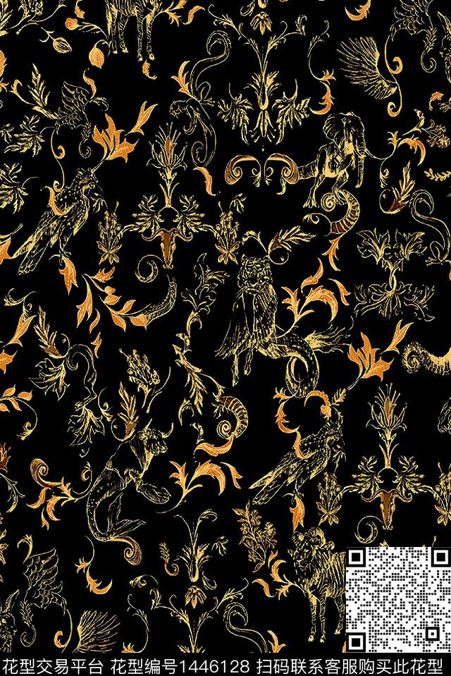 花卉大牌风休闲数码印花华亿平台下载（图片编号: 1446128） - 瓦栏（Walan）