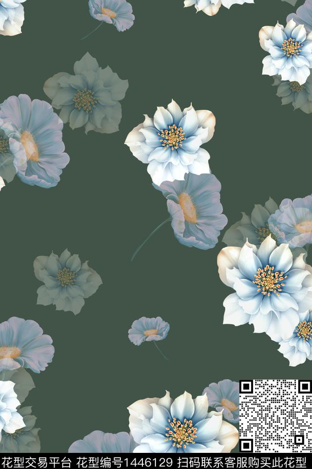 复古花卉香云纱数码印花华亿平台下载（图片编号: 1446129） - 瓦栏（Walan）