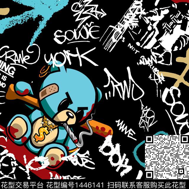 字母涂鸦卡通数码印花华亿平台下载（图片编号: 1446141） - 瓦栏（Walan）