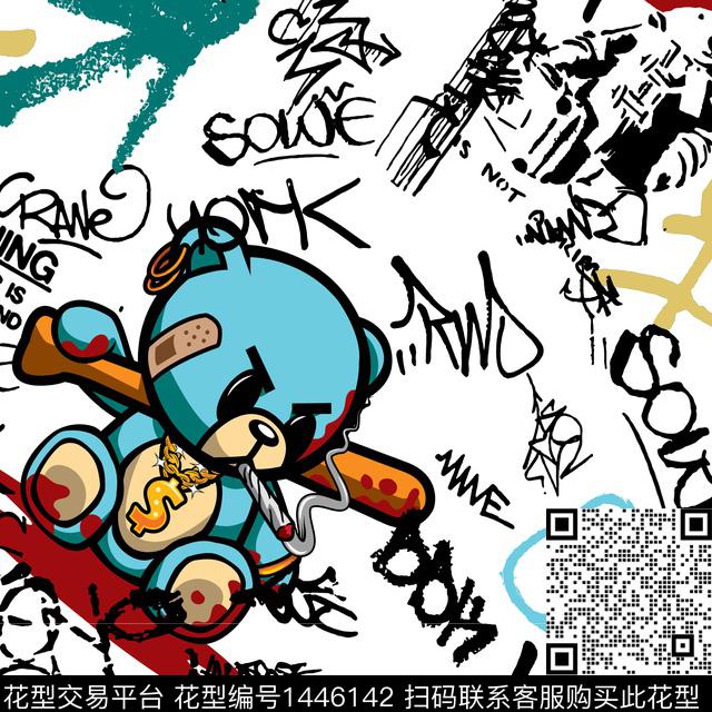 字母涂鸦卡通数码印花华亿平台下载（图片编号: 1446142） - 瓦栏（Walan）