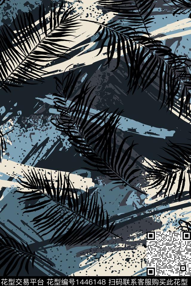 绿植树叶男装大牌风数码印花华亿平台下载（图片编号: 1446148） - 瓦栏（Walan）