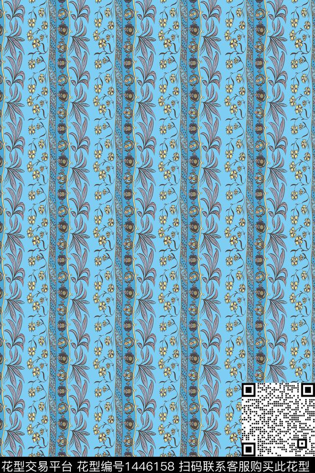 花卉民族风绿植树叶数码印花华亿平台下载（图片编号: 1446158） - 瓦栏（Walan）