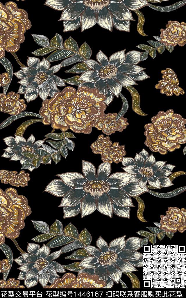 花卉印花数码印花华亿平台下载（图片编号: 1446167） - 瓦栏（Walan）