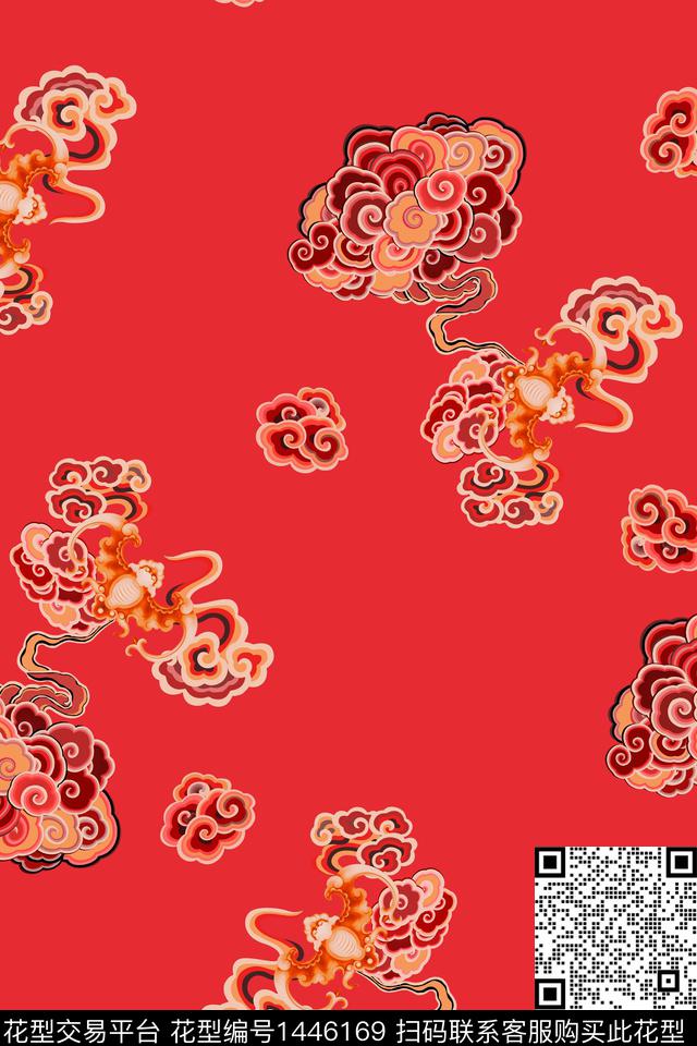 香云纱抽象中国风数码印花华亿平台下载（图片编号: 1446169） - 瓦栏（Walan）