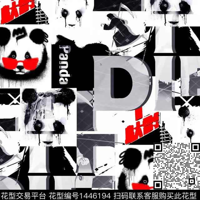 字母熊猫审数码印花华亿平台下载（图片编号: 1446194） - 瓦栏（Walan）