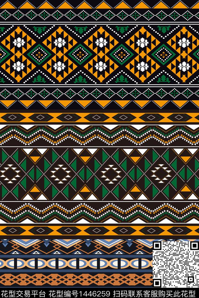 民族风条纹波西尼亚传统印花华亿平台下载（图片编号: 1446259） - 瓦栏（Walan）