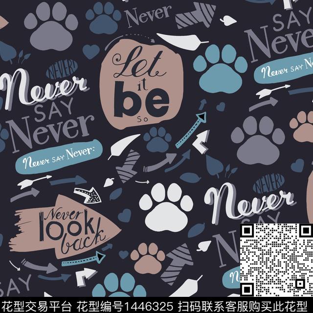 字母趣味熊掌传统印花华亿平台下载（图片编号: 1446325） - 瓦栏（Walan）