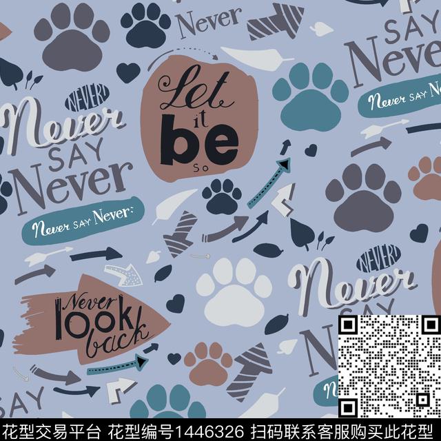 字母趣味熊掌传统印花华亿平台下载（图片编号: 1446326） - 瓦栏（Walan）