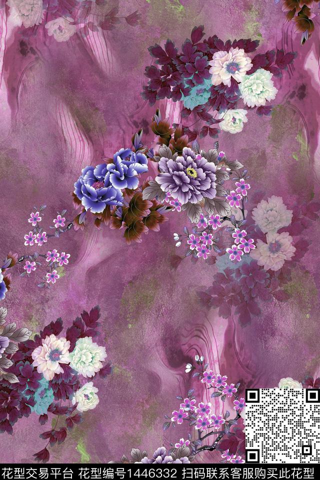 复古香云纱中国风数码印花华亿平台下载（图片编号: 1446332） - 瓦栏（Walan）