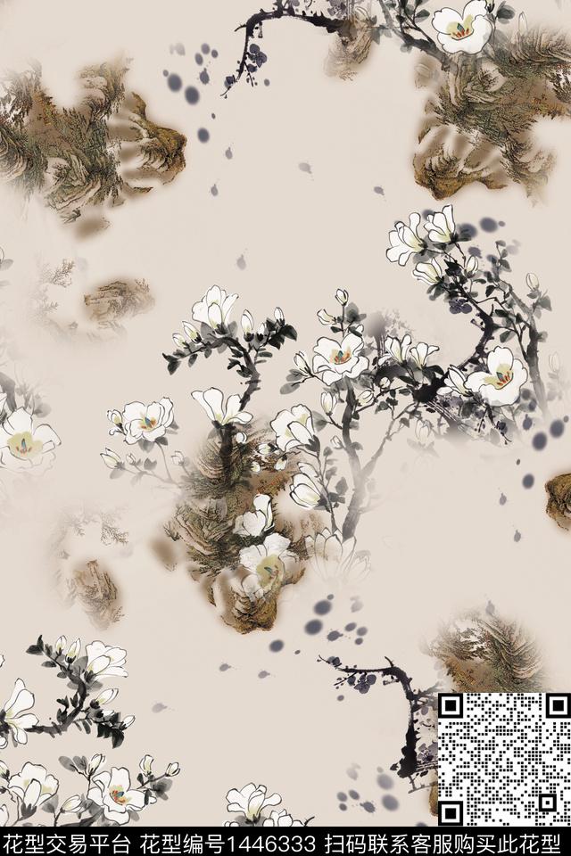 复古香云纱中国风数码印花华亿平台下载（图片编号: 1446333） - 瓦栏（Walan）