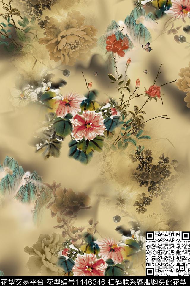 香云纱中国风审数码印花华亿平台下载（图片编号: 1446346） - 瓦栏（Walan）