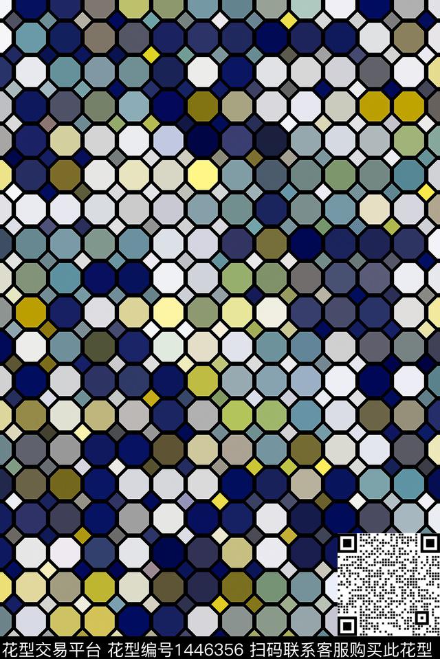 几何马赛克格子数码印花华亿平台下载（图片编号: 1446356） - 瓦栏（Walan）