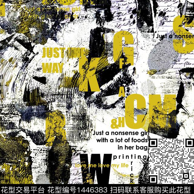 字母涂鸦肌理数码印花华亿平台下载（图片编号: 1446383） - 瓦栏（Walan）