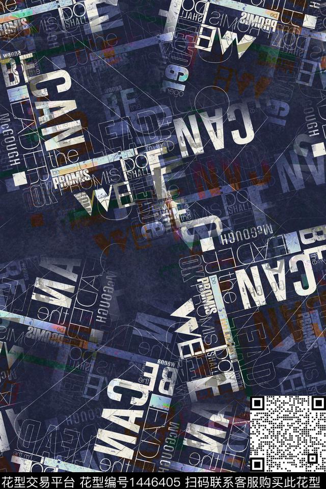 几何字母肌理数码印花华亿平台下载（图片编号: 1446405） - 瓦栏（Walan）