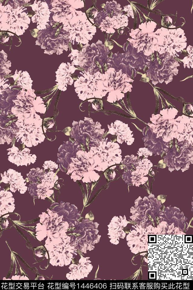 绿植树叶大牌风小清新数码印花华亿平台下载（图片编号: 1446406） - 瓦栏（Walan）