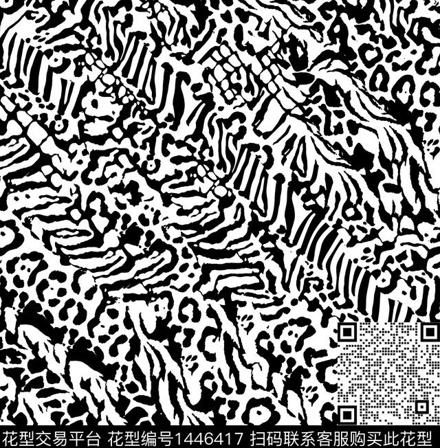 黑白条纹斑马纹豹纹数码印花华亿平台下载（图片编号: 1446417） - 瓦栏（Walan）