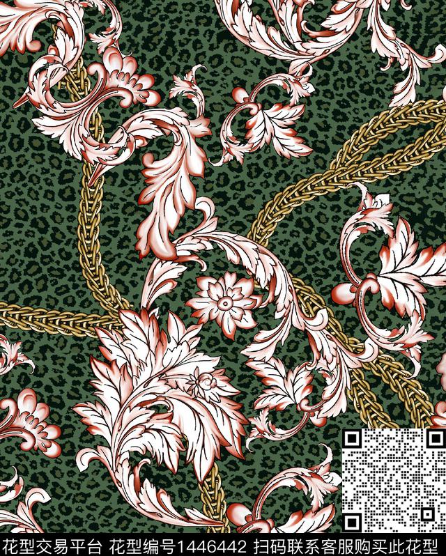 链条真丝混合拼接数码印花华亿平台下载（图片编号: 1446442） - 瓦栏（Walan）