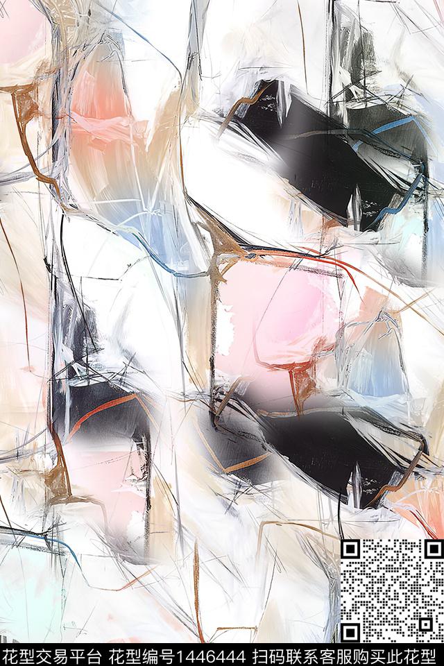 几何肌理抽象花卉数码印花华亿平台下载（图片编号: 1446444） - 瓦栏（Walan）