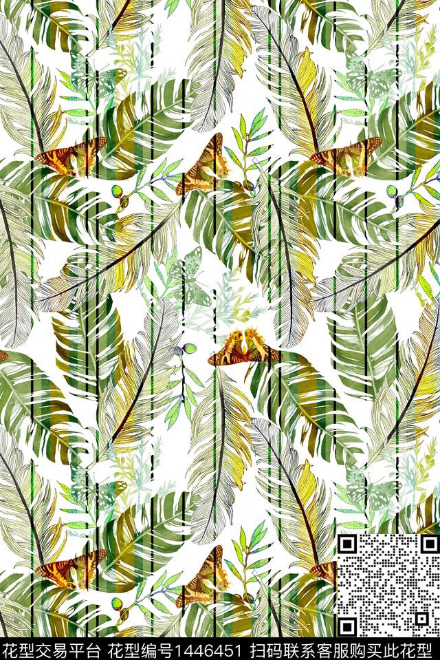 绿植树叶大牌风休闲数码印花华亿平台下载（图片编号: 1446451） - 瓦栏（Walan）