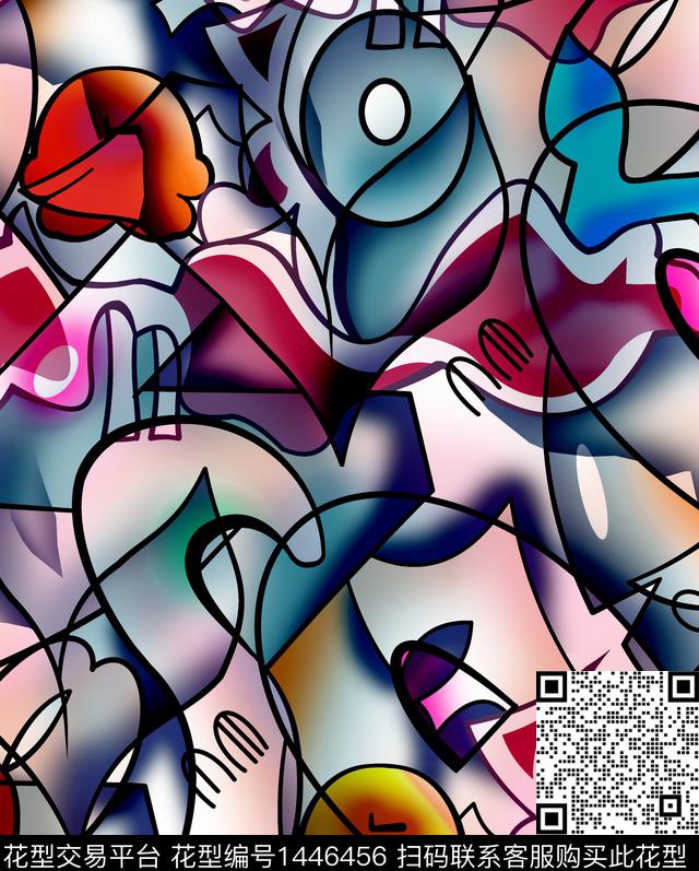 几何字母纹理数码印花华亿平台下载（图片编号: 1446456） - 瓦栏（Walan）