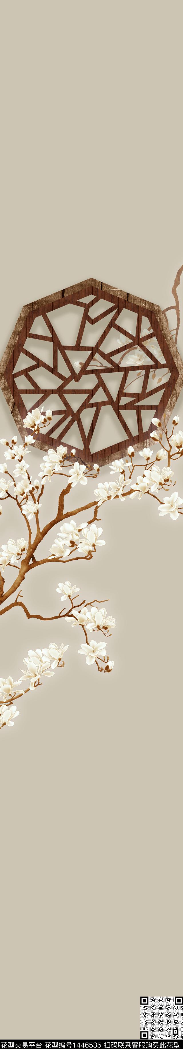 花卉长巾定位花数码印花华亿平台下载（图片编号: 1446535） - 瓦栏（Walan）