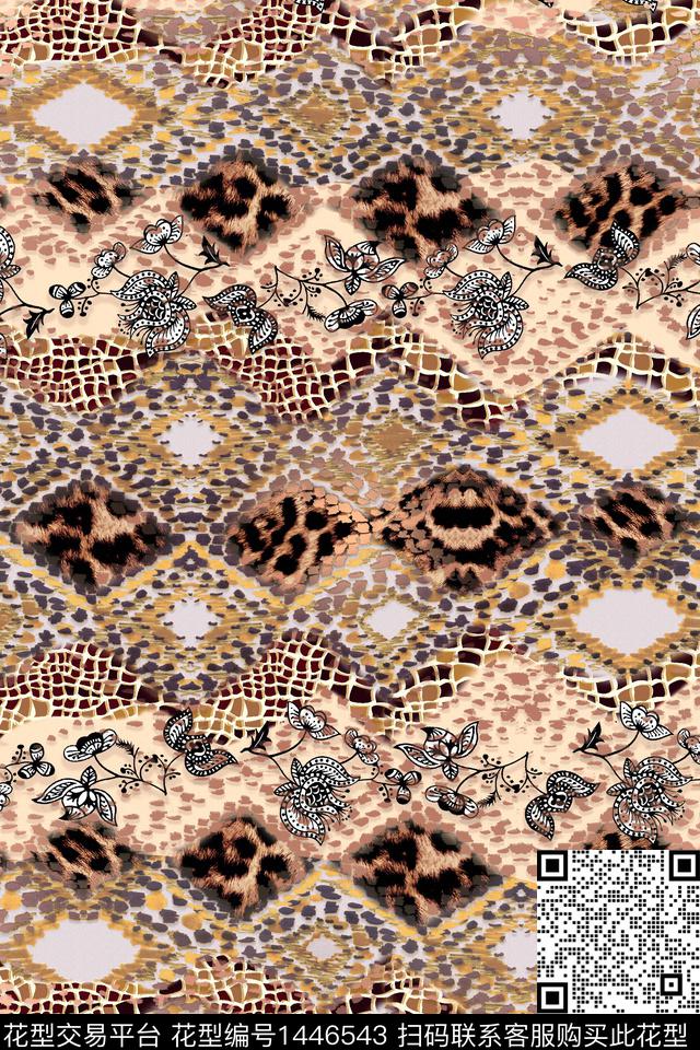 豹纹动物纹满版散花数码印花华亿平台下载（图片编号: 1446543） - 瓦栏（Walan）