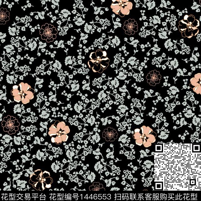 花卉小碎花满版散花传统印花华亿平台下载（图片编号: 1446553） - 瓦栏（Walan）