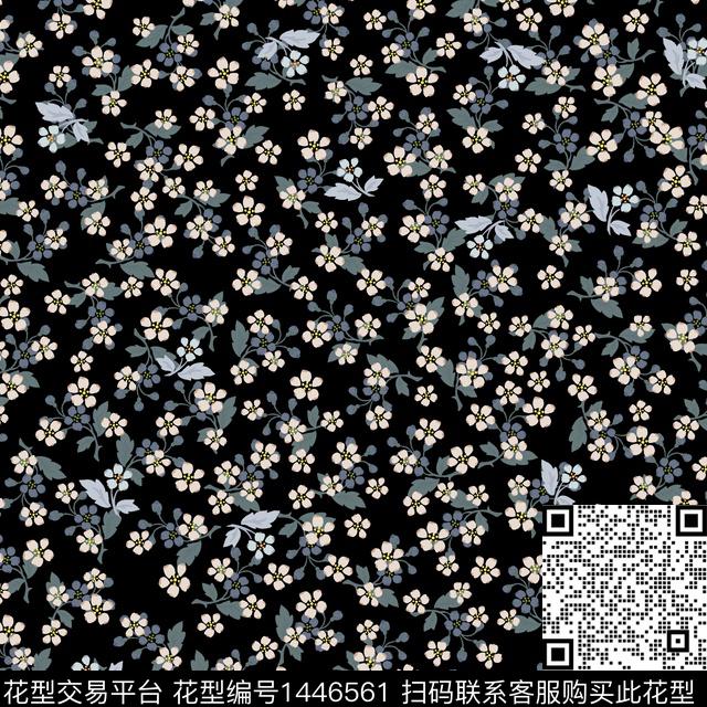 花卉小碎花满版散花传统印花华亿平台下载（图片编号: 1446561） - 瓦栏（Walan）