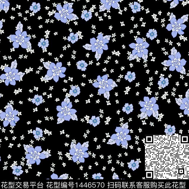 花卉小碎花满版散花传统印花华亿平台下载（图片编号: 1446570） - 瓦栏（Walan）