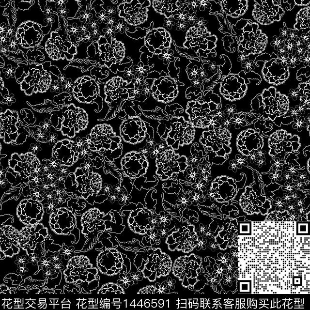 花卉小碎花满版散花传统印花华亿平台下载（图片编号: 1446591） - 瓦栏（Walan）