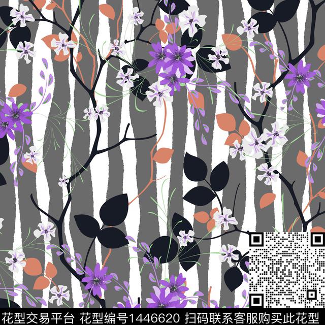 绿植树叶数码华亿平台花卉数码印花华亿平台下载（图片编号: 1446620） - 瓦栏（Walan）