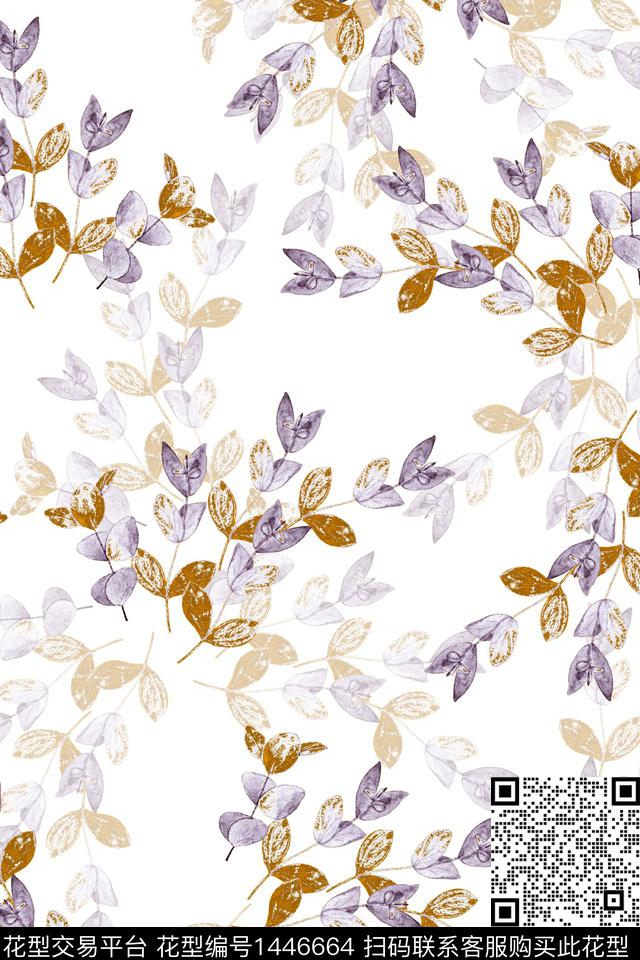 绿植树叶肌理雪纺传统印花华亿平台下载（图片编号: 1446664） - 瓦栏（Walan）