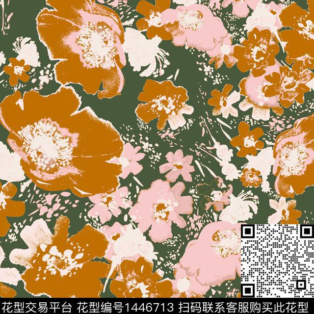 水彩花卉抽象传统印花华亿平台下载（图片编号: 1446713） - 瓦栏（Walan）