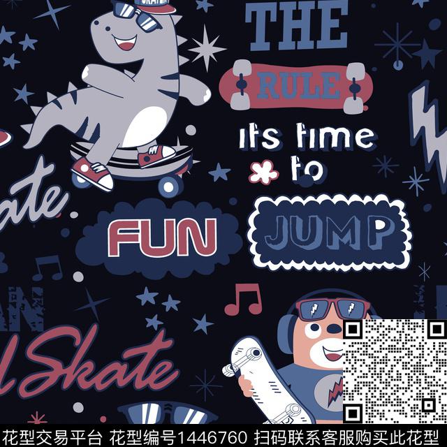 恐龙涂鸦卡通传统印花华亿平台下载（图片编号: 1446760） - 瓦栏（Walan）