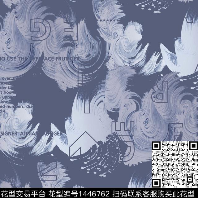 字母油画华亿平台笔触数码印花华亿平台下载（图片编号: 1446762） - 瓦栏（Walan）