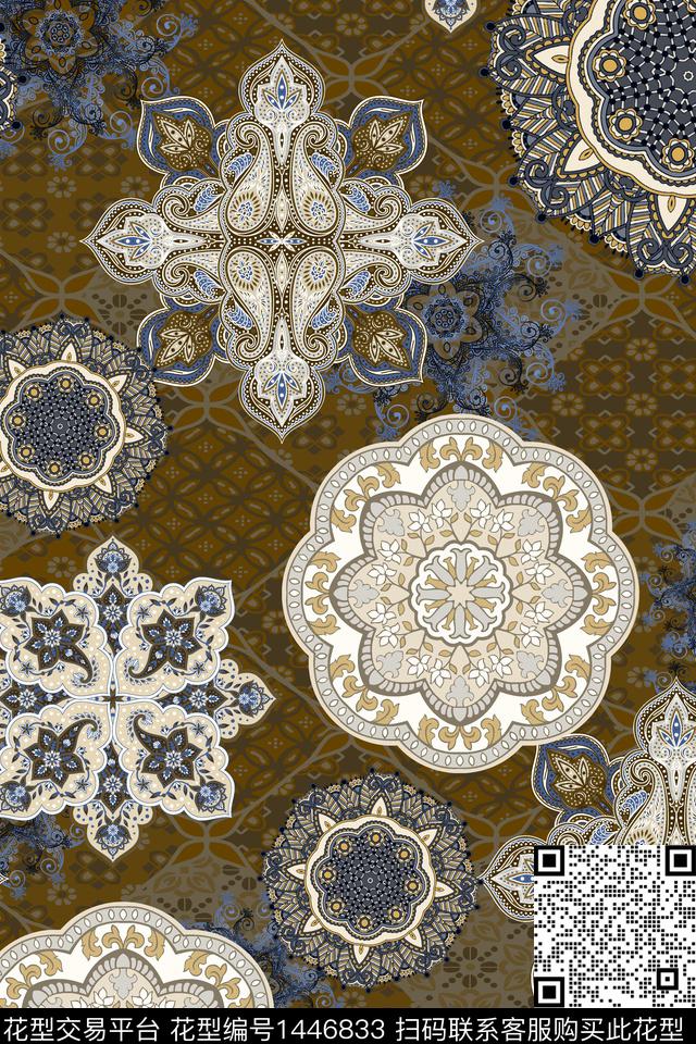时尚民族风真丝数码印花华亿平台下载（图片编号: 1446833） - 瓦栏（Walan）