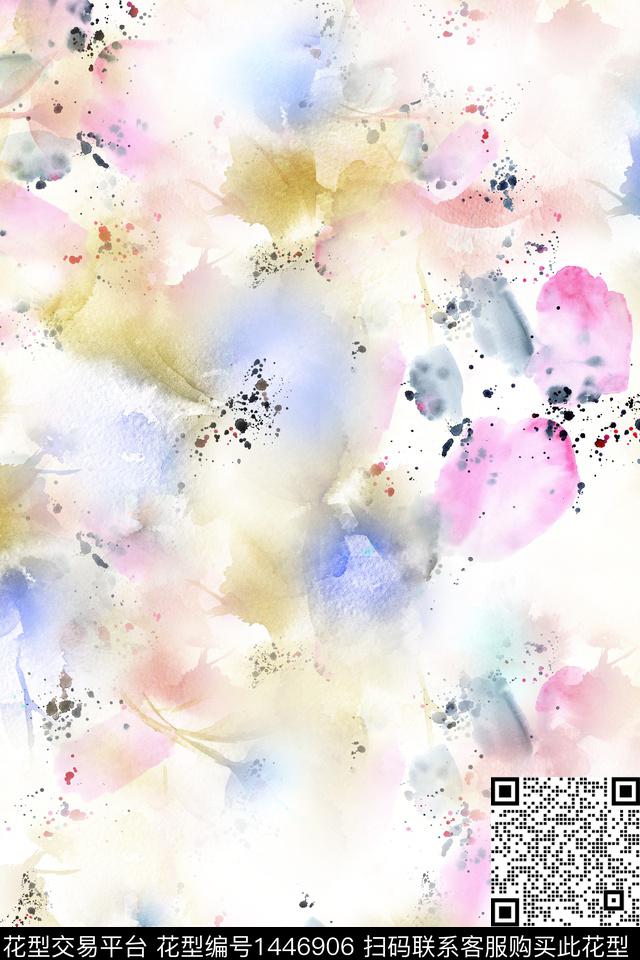 水彩肌理雪纺数码印花华亿平台下载（图片编号: 1446906） - 瓦栏（Walan）