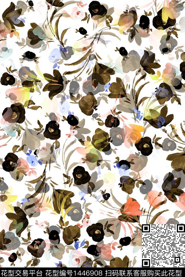 水彩肌理绿植树叶数码印花华亿平台下载（图片编号: 1446908） - 瓦栏（Walan）