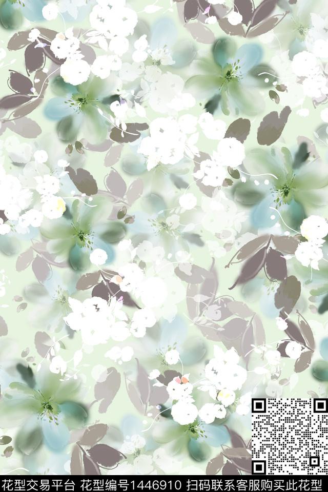 水彩肌理雪纺数码印花华亿平台下载（图片编号: 1446910） - 瓦栏（Walan）