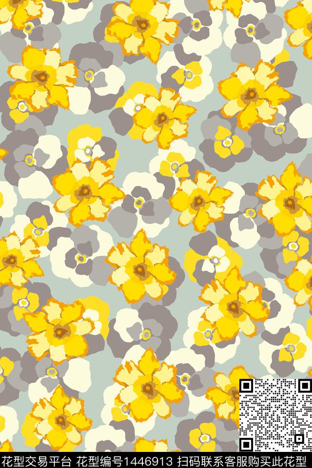花卉大牌风小碎花数码印花华亿平台下载（图片编号: 1446913） - 瓦栏（Walan）