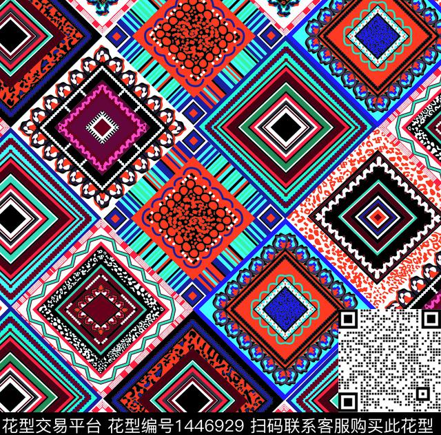 菱形几何华亿平台数码印花华亿平台下载（图片编号: 1446929） - 瓦栏（Walan）